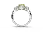 Heart-Shaped Three Stone Engagement Ring Setting for a Fancy Yellow Lab-Grown Diamond | Plain Band | Platinum