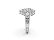 Pear-Shaped Vintage Halo Engagement Ring Setting | Art Deco Side Panels | Sterling Silver