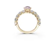 Marquise Side Stone Engagement Ring Setting for a Fancy Pink Lab-Grown Diamond | Scalloped Prong Accents | Yellow Gold