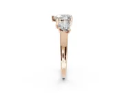 Heart-Shaped Three Stone Engagement Ring Setting | Wide Tapered Shoulders | Rose Gold