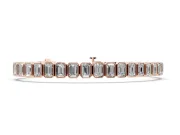 Emerald Cut Lab-Grown Diamond North-South Bezel Tennis Bracelet | Stepped Rims | Rose Gold