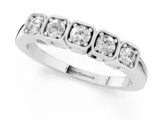 Five-Stone Round Diamond Band Set in Platinum with Bezel Setting