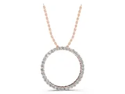 Round Lab-Grown Diamond Wide Eternity Circle Pendant Necklace | Prong Set | Rose Gold