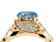 Heart-Shaped Leaf Bypass Engagement Ring Setting for a Fancy Blue Lab-Grown Diamond | Yellow Gold