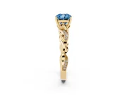 Cushion Cut Vine Engagement Ring Setting for a Fancy Blue Lab-Grown Diamond | Yellow Gold