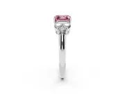 Asscher Cut Side Stone Engagement Ring Setting for a Fancy Pink Lab-Grown Diamond | Sterling Silver