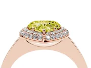 Fancy Yellow Heart Cut Diamond Halo Engagement Ring Set in Rose gold with Solitaire Band and Prong Setting