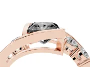 Princess Cut Bezel Bypass Engagement Ring Setting for a Black Center | Round Side Stones | Rose Gold