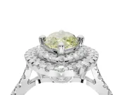 Canary Yellow Marquise Lab-Grown Diamond Double Halo Statement Ring Set in Platinum with Pavé Band