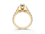 Emerald Cut Graduated Side Stone Cathedral Engagement Ring Setting | Milgrain Gallery | Yellow Gold