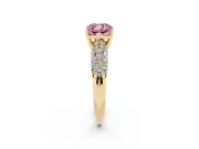Cushion Cut Multi Row Pave Engagement Ring Setting for a Fancy Pink Lab-Grown Diamond | Yellow Gold