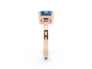 Fancy Blue Asscher Cut Diamond Solitaire Ring Set in Rose gold with Prong Head and Smooth Polished Band