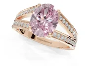 Oval Split Shank Pavé Engagement Ring Setting for a Fancy Pink Lab-Grown Diamond | Rose Gold