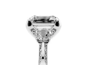 Emerald Cut Hidden Halo Three Stone Engagement Ring Setting for a Fancy Green Lab-Grown Diamond | Sterling Silver
