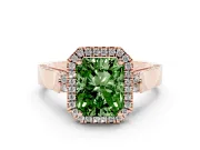 Radiant Cut Halo Engagement Ring Setting for a Fancy Green Lab-Grown Diamond | Pavé Panel Shoulders | Rose Gold