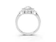 Pear Cut Diamond Halo Engagement Ring Set in White gold with Milgrain Pavé Band