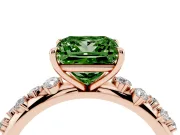 Fancy Green Princess Cut Diamond Cluster Solitaire Ring Set in Rose gold with Prong Setting