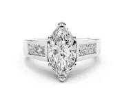 Marquise Channel-Set Engagement Ring Setting | Princess Side Stones | Platinum