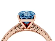Radiant Cut Engraved Engagement Ring Setting for a Fancy Blue Lab-Grown Diamond | Rose Gold