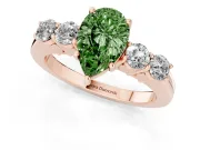 Pear-Shaped 5 Stone Engagement Ring Setting for a Fancy Green Lab-Grown Diamond | Rose Gold