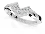 Round Lab-Grown Diamond Channel Set Chevron Wedding Band | V Front | White Gold