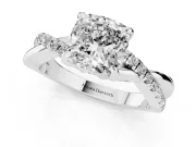 Cushion Cut Pavé Twist Engagement Ring Setting | Crossover Band | Platinum