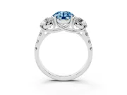Round Three Stone Engagement Ring Setting for a Fancy Blue Lab-Grown Diamond | Accented Shoulders | Platinum