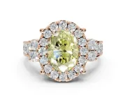 Oval Halo Engagement Ring Setting for a Fancy Yellow Lab-Grown Diamond | Side Clusters | Rose Gold