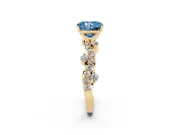 Radiant Cut Twisted Pavé Engagement Ring Setting for a Fancy Blue Lab-Grown Diamond | Bar Stations | Yellow Gold