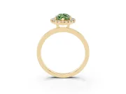 Marquise Thin Halo Engagement Ring Setting for a Fancy Green Lab-Grown Diamond | Plain Polished Band | Yellow Gold