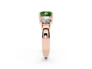 Princess Cut Three Stone Engagement Ring Setting for a Fancy Green Lab-Grown Diamond | Wide Plain Band | Rose Gold