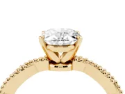 Oval Twisted Solitaire Engagement Ring Setting | Beaded Twist Band | Yellow Gold