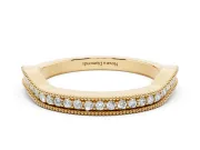 Round Lab-Grown Diamond Milgrain Channel Set Contour Wedding Band | Smooth Top | Yellow Gold