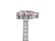 Pear-Shaped Vintage Cathedral Engagement Ring Setting for a Fancy Pink Lab-Grown Diamond | Carved Band | Sterling Silver