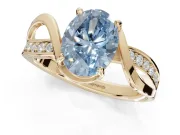 Oval Bypass Solitaire Engagement Ring Setting for a Fancy Blue Lab-Grown Diamond | Pavé and Plain Strands | Yellow Gold