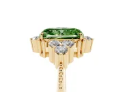 Radiant Cut Cluster Engagement Ring Setting for a Fancy Green Lab-Grown Diamond | Yellow Gold
