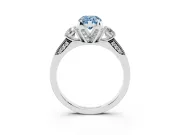 Pear-Shaped Hidden Halo Three Stone Engagement Ring Setting for a Fancy Blue Lab-Grown Diamond | Sterling Silver