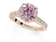Round Pavé Solitaire Engagement Ring Setting for a Fancy Pink Lab-Grown Diamond | Crossover Gallery | Rose Gold