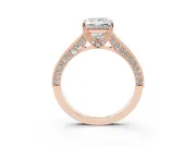 Princess Cut Vintage Hidden Halo Engagement Ring Setting | Milgrain Pave Band | Rose Gold