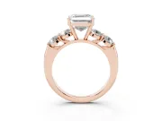 Asscher Cut Five Stone Engagement Ring Setting | Prong Set Side Stones | Rose Gold