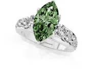 Marquise Graduated Engagement Ring Setting for a Fancy Green Lab-Grown Diamond | White Gold