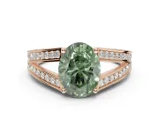 Oval Split Shank Pavé Engagement Ring Setting for a Fancy Green Lab-Grown Diamond | Rose Gold