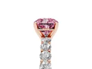 Cushion Cut Shared Prong Engagement Ring Setting for a Fancy Pink Lab-Grown Diamond | Rose Gold