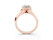 Radiant Cut Diamond Halo Ring Set in Rose gold with Cathedral Band and Prong Setting