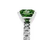 Fancy Green Princess Cut Diamond Solitaire Pavé Engagement Ring Set in Platinum with Round Band and Prong Setting