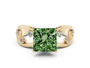 Princess Cut Loop Engagement Ring Setting for a Fancy Green Lab-Grown Diamond | Yellow Gold