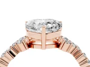 Heart-Shaped Scattered Accent Engagement Ring Setting | Slim Band | Rose Gold