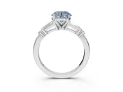 Round Tapered Baguette Engagement Ring Setting for a Fancy Blue Lab-Grown Diamond | White Gold