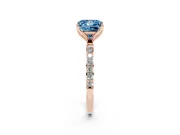 Princess Cut Pave Engagement Ring Setting for a Fancy Blue Lab-Grown Diamond | Slim Band | Rose Gold
