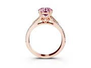 Round Split Shank Engagement Ring Setting for a Fancy Pink Lab-Grown Diamond | Pave Band | Rose Gold